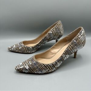Charles By Charles David Heels Womens Audrey Pumps Brown Silver Sequins